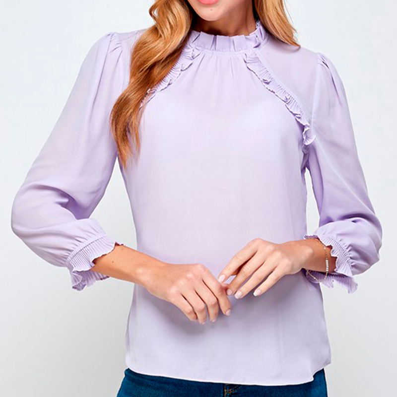 Blusa lila manga larga con –